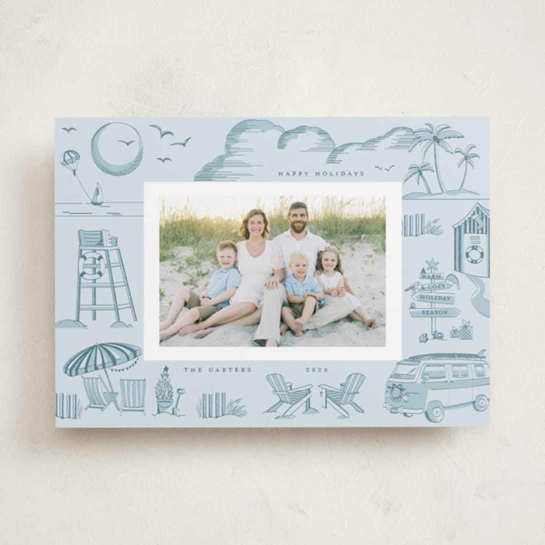 "Beach Holiday" - Holiday Cards in Ocean by Teju Reval - Front