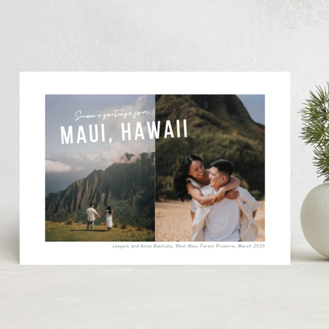 "Travel Greetings" - Holiday Cards in Coconut by Meggy Masters - Front