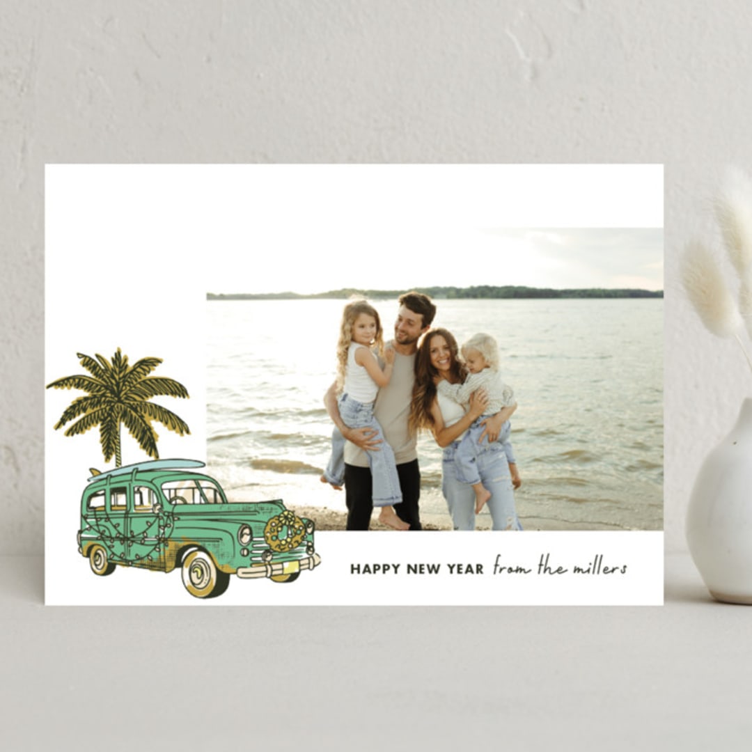 "Surfs Up" - Holiday Cards in Palm by Megan Davis - Front