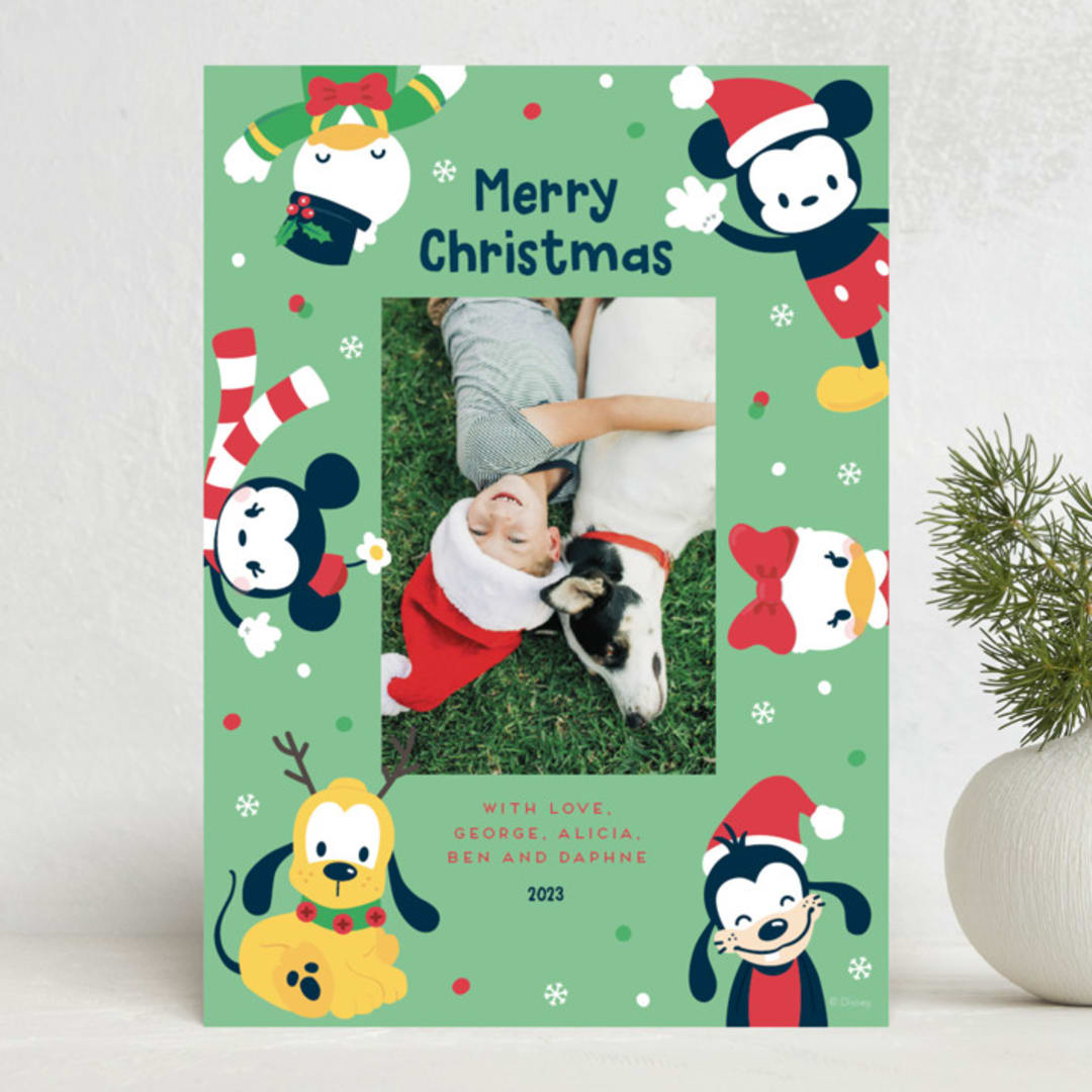 "Disney's Happy Mickey & Friends" - Holiday Cards in Holly by peetie design - Front