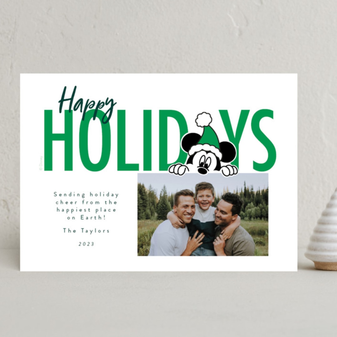 "Disney's Mickey Mouse Birthday Fun" - Holiday Cards in Christmas Tree by Julee London - Front