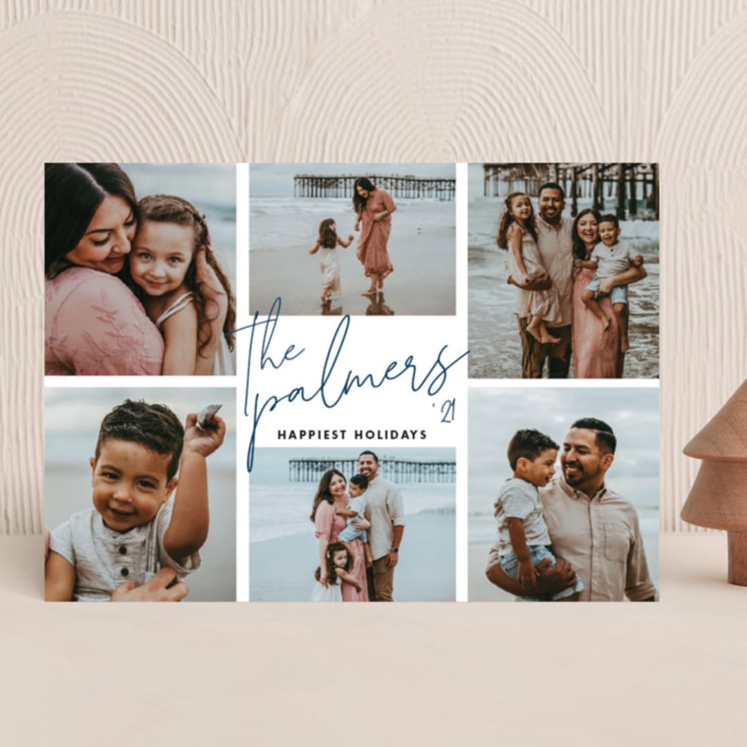 "Family Gallery" - Holiday Cards in Navy by Shirley Lin Schneider - Front