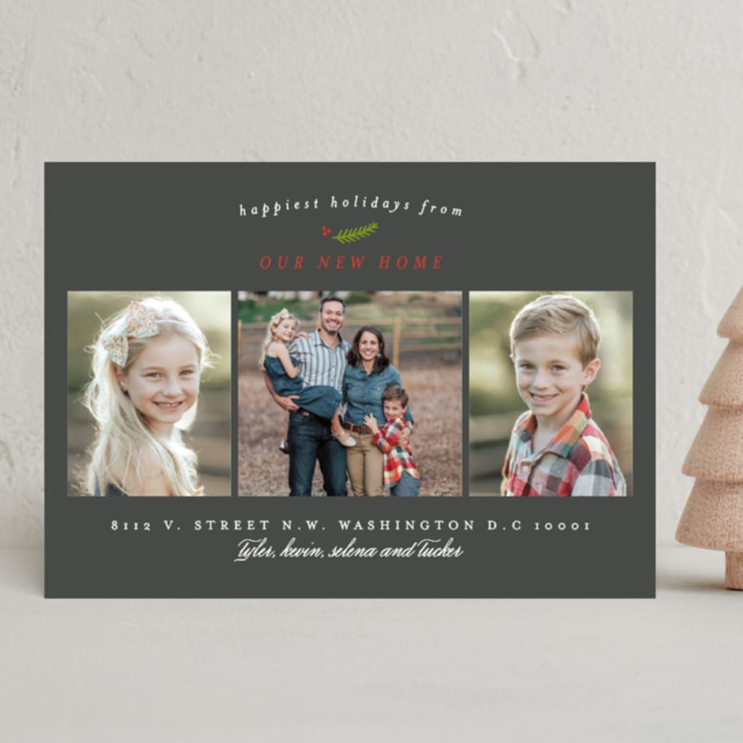 "Our New Home" - Holiday Cards in Charcoal by Sara Hicks Malone - Front