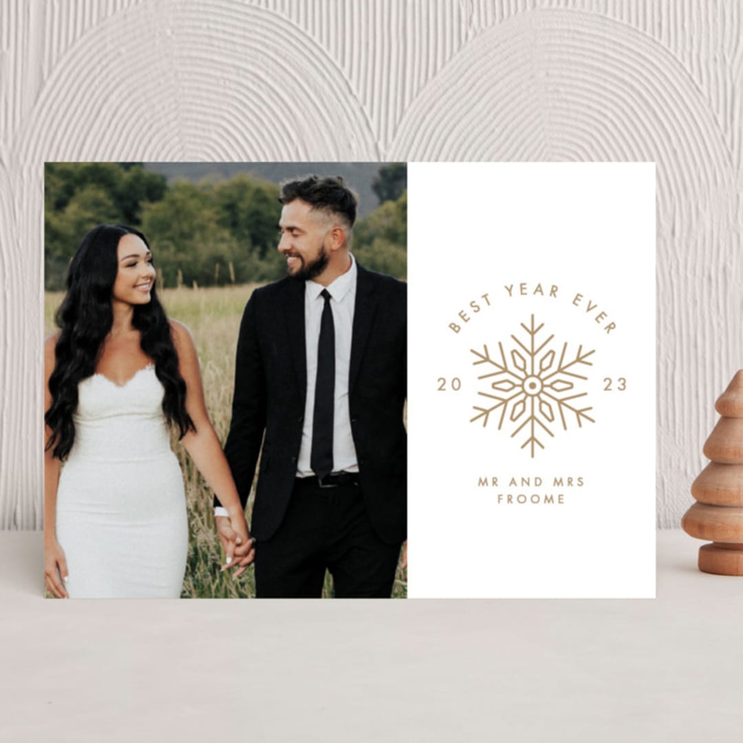 "Merried" - Holiday Cards in Golden by Bethan - Front