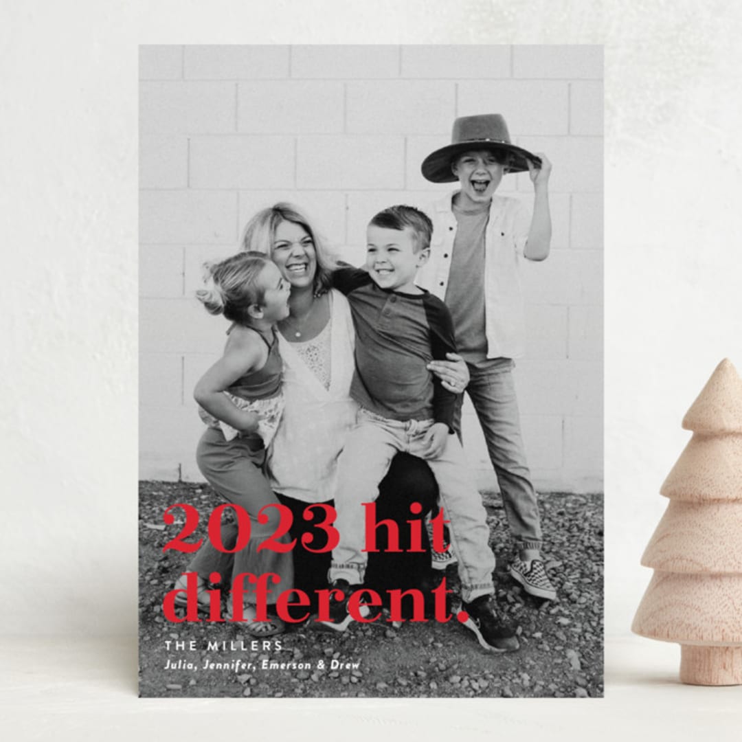 "Hit Different" - Holiday Cards in Santa Suit by J. Dario Design Co. - Front