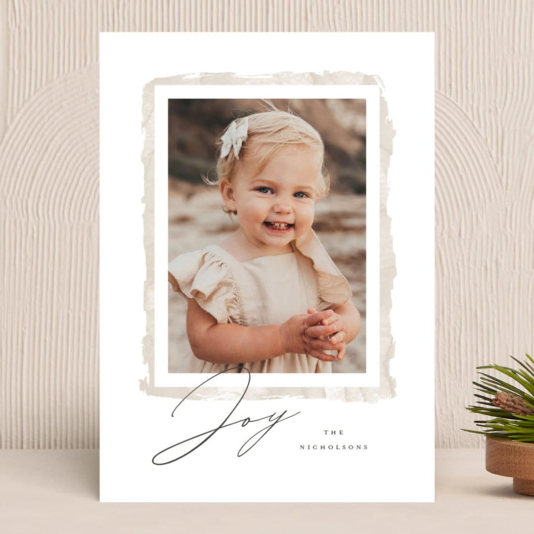 "TORN FRAME" - Holiday Cards in Vanilla by Melanie Kosuge - Front