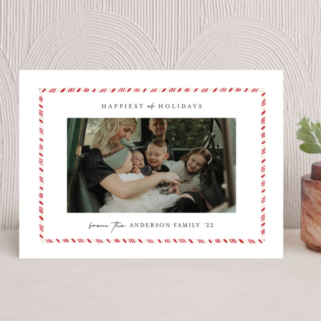 "Stripe Frame" - Holiday Cards in Vanilla by JeAnna Casper - Front