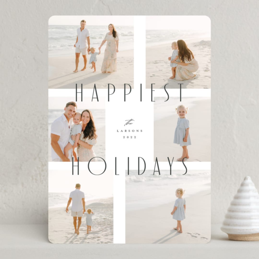 "Holiday Grid" - Holiday Cards in Coal by Sandra Picco Design - Front