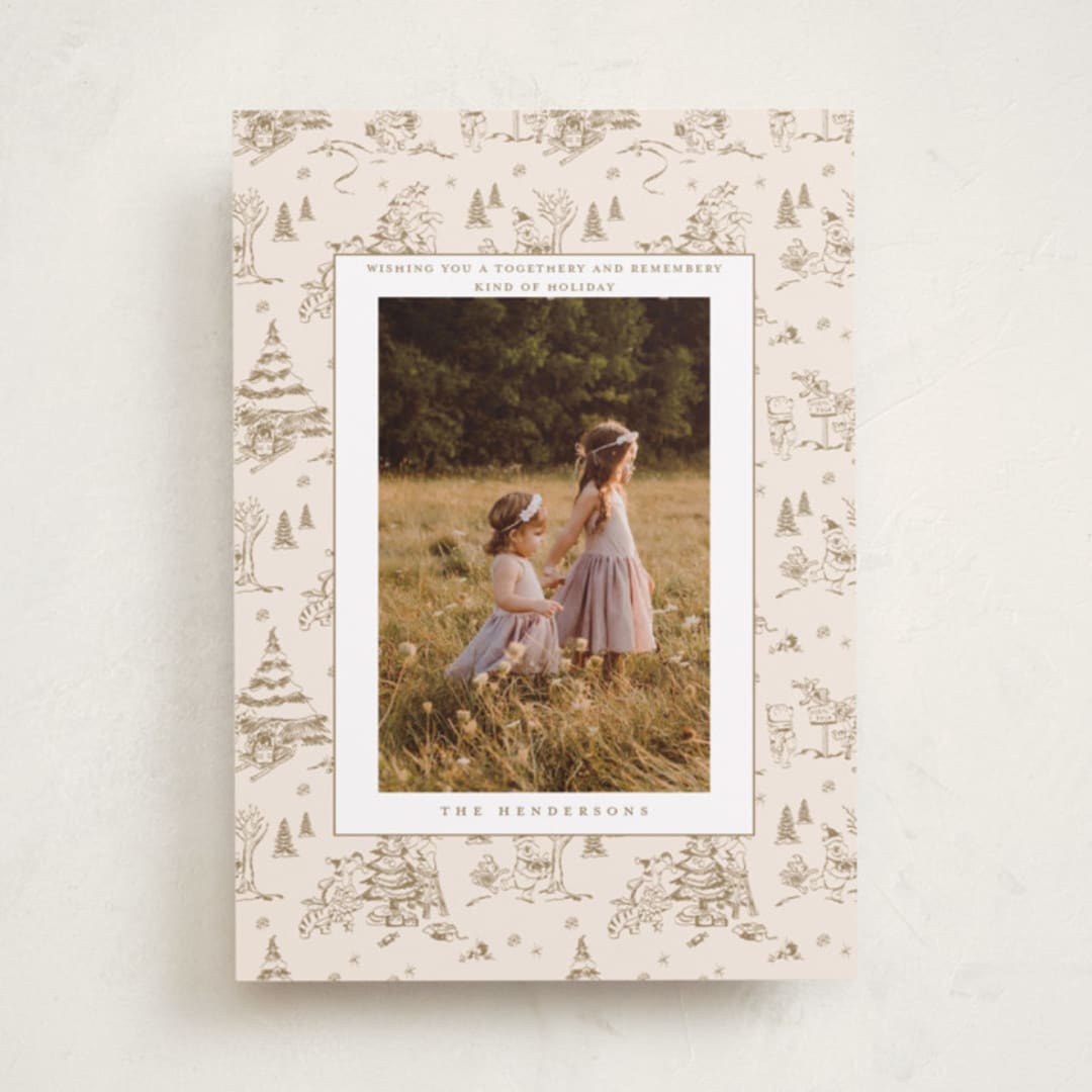 "Disney's Holiday Pooh" - Holiday Cards in Caramel by Teju Reval - Front