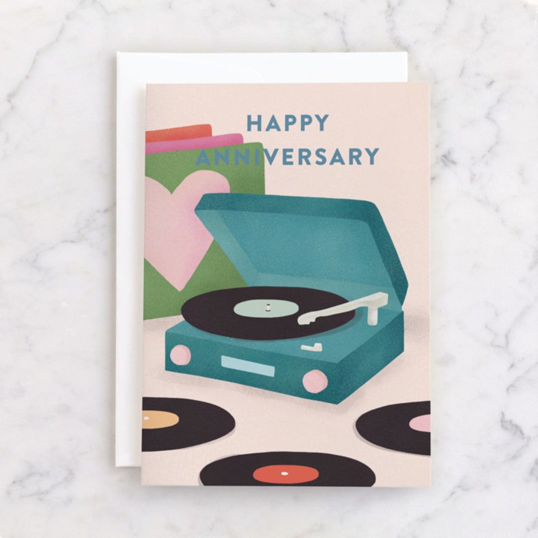 "You make my world go round" - Single Greeting Cards in Blush by Ana Peake - Front