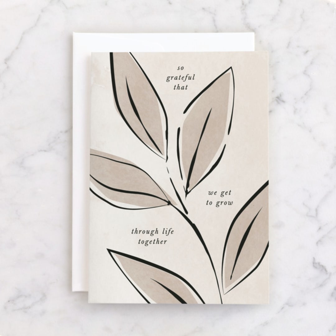 "Grow Together" - Single Greeting Cards in Natural by Robert and Stella - Front