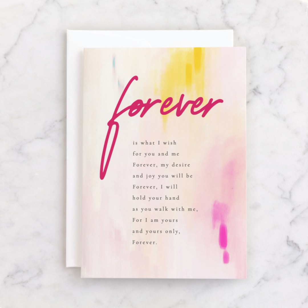 "Forever" - Single Greeting Cards in Carnation by letterfix - Front