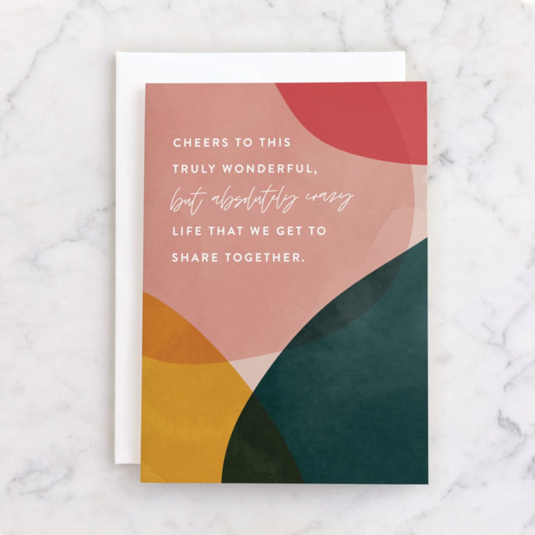 "Absolutely Crazy" - Single Greeting Cards in Peony by Jessica Corliss - Front