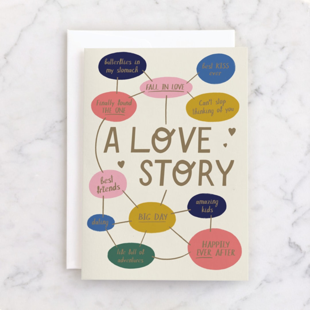 "Mind Map of Our Love" - Single Greeting Cards in Sunshine by Pati Cascino - Front