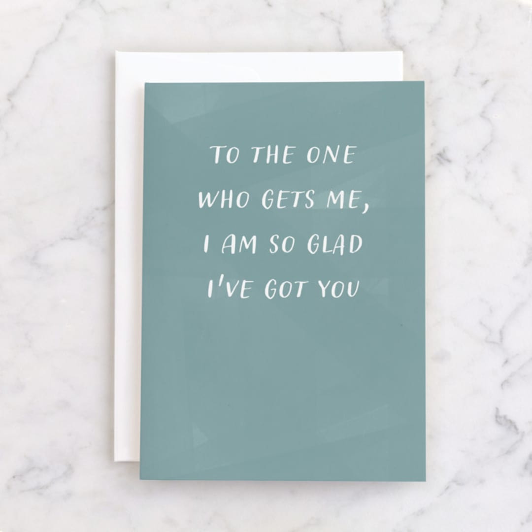 "You get me" - Single Greeting Cards in Aqua by Lea Delaveris - Front