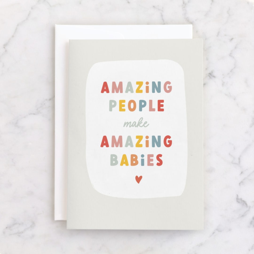 "Amazing babies" - Single Greeting Cards in Mist by Stacey Meacham - Front