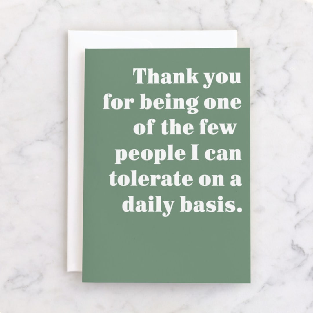 "Daily Tolerance" - Single Greeting Cards in Moss by Ashlan Berry - Front