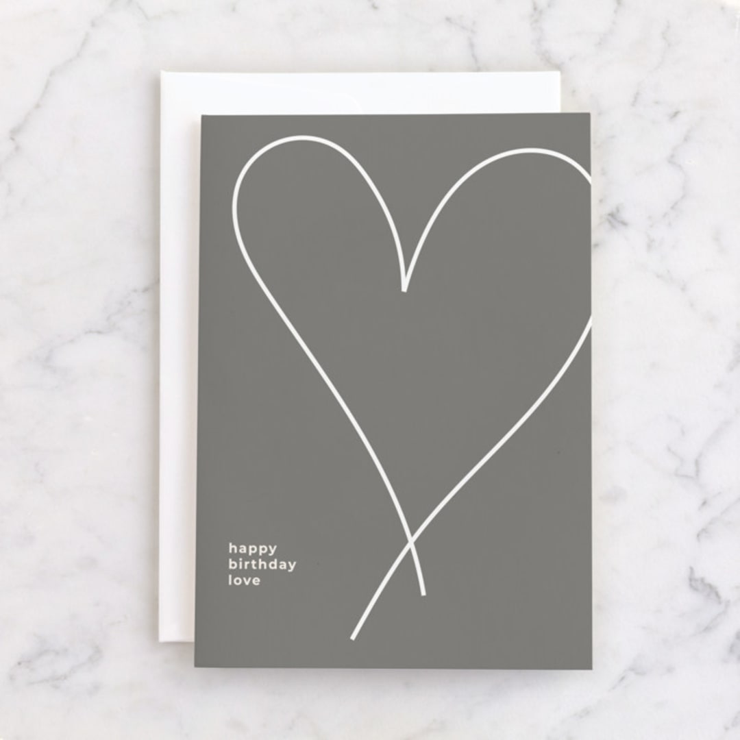 "Golden Heart on Gray" - Single Greeting Cards in Grey by Coit Creative - Front