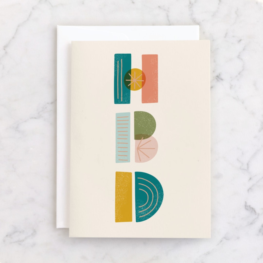 "HBD" - Single Greeting Cards in Cream by Everyday Hooray - Front