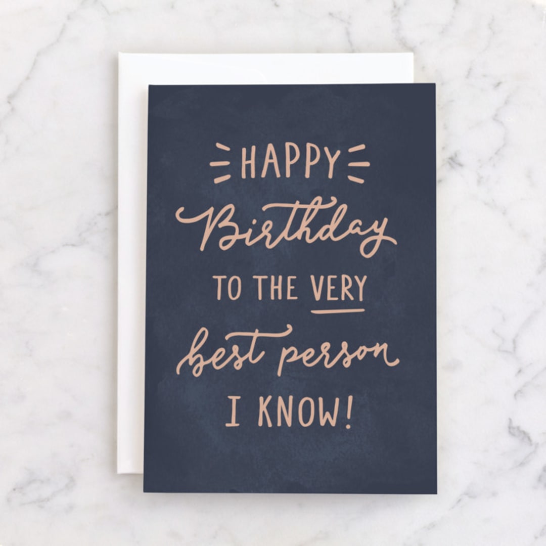 "Best Person I Know" - Single Greeting Cards in Navy by Hooray Creative - Front