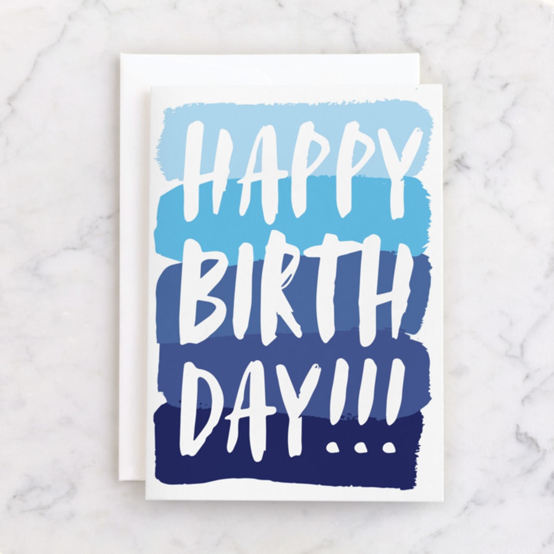 "Birthday Swashes" - Single Greeting Cards in Sea by AK Graphics - Front