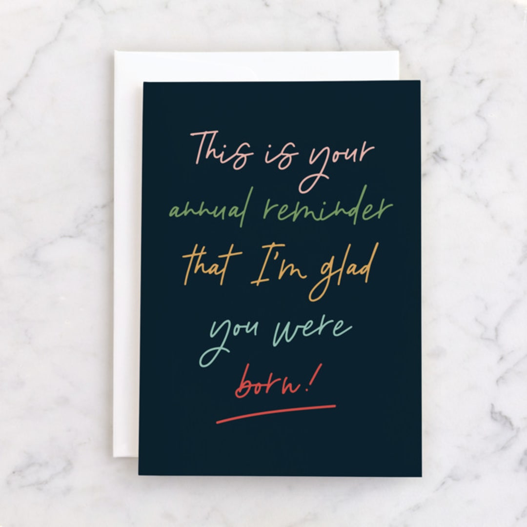 "Annual reminder" - Single Greeting Cards in Deep Sea by Stacey Meacham - Front