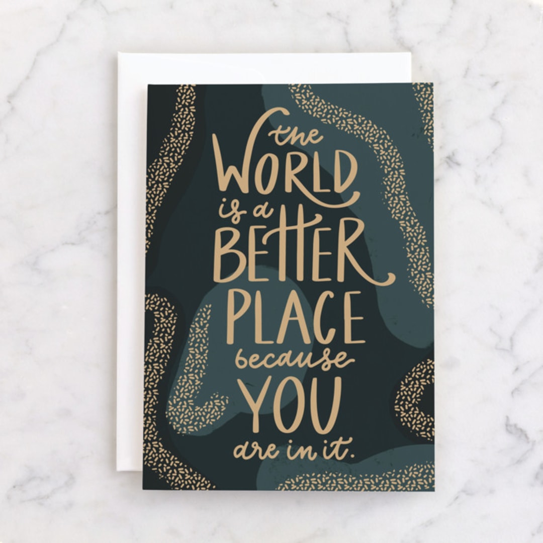 "Better Place" - Single Greeting Cards in Evergreen by Lauren Jinhee - Front