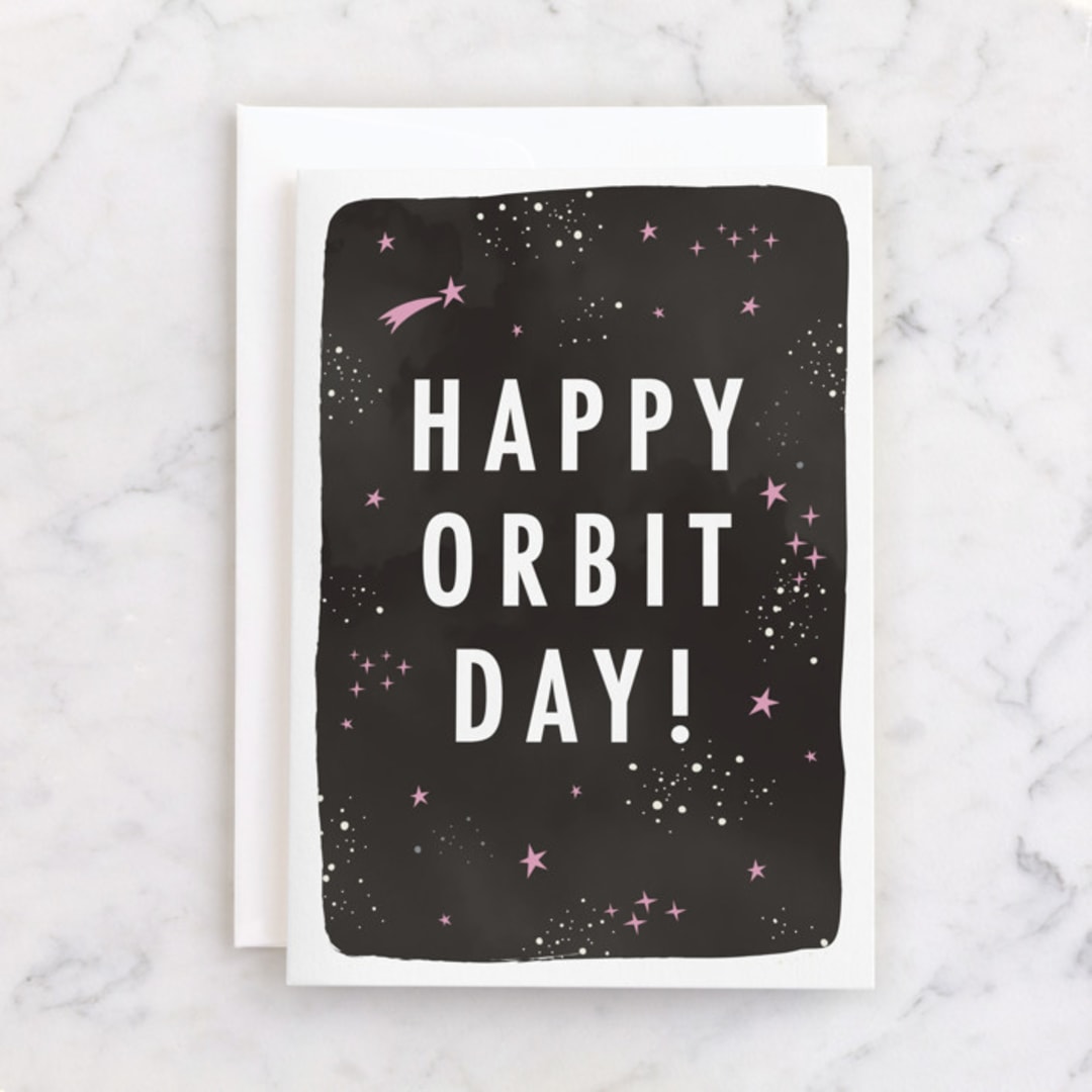 "happy orbit day" - Single Greeting Cards in Midnight by Karidy Walker - Front
