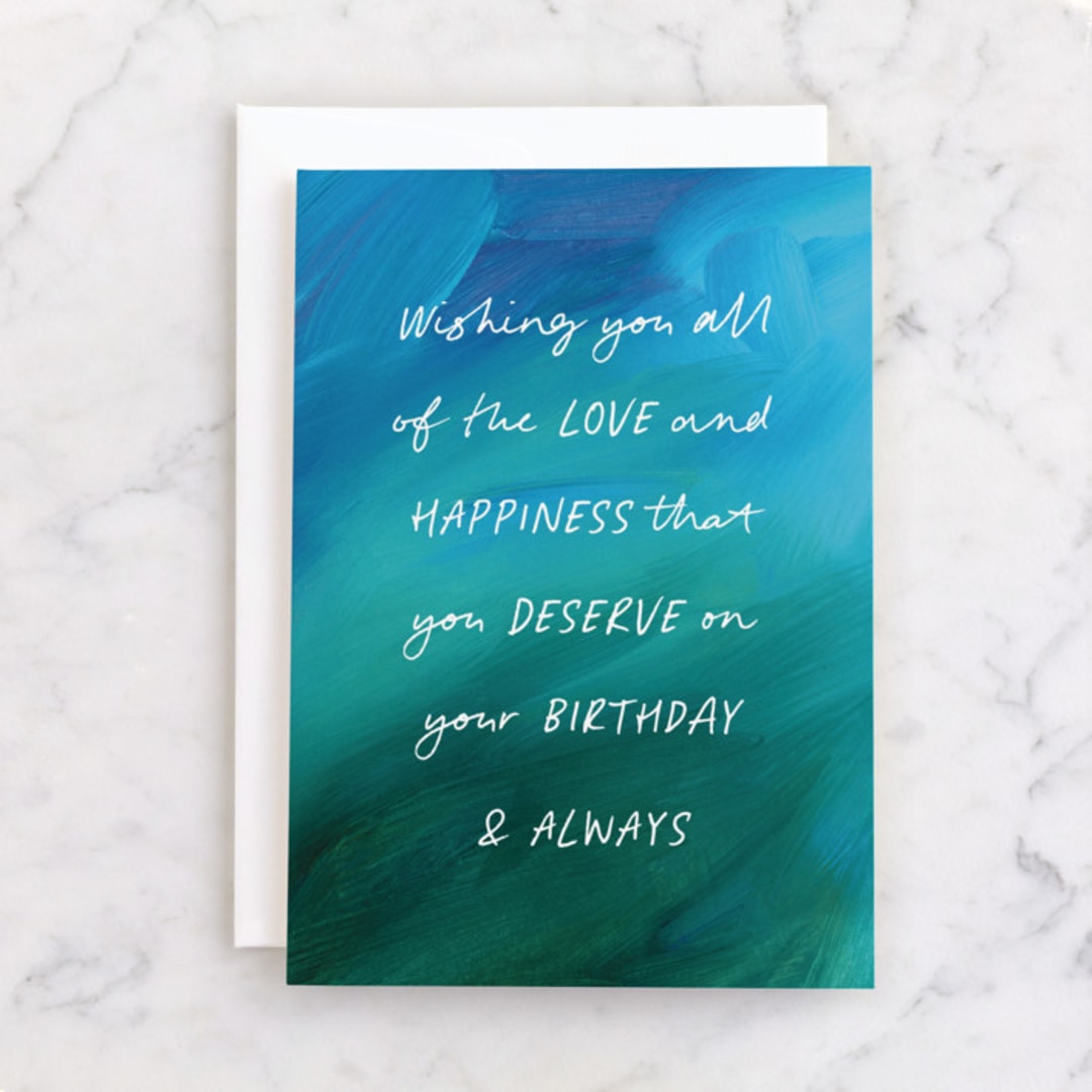 "Birthday Wishes" - Single Greeting Cards in Ocean by Nicole Walsh - Front