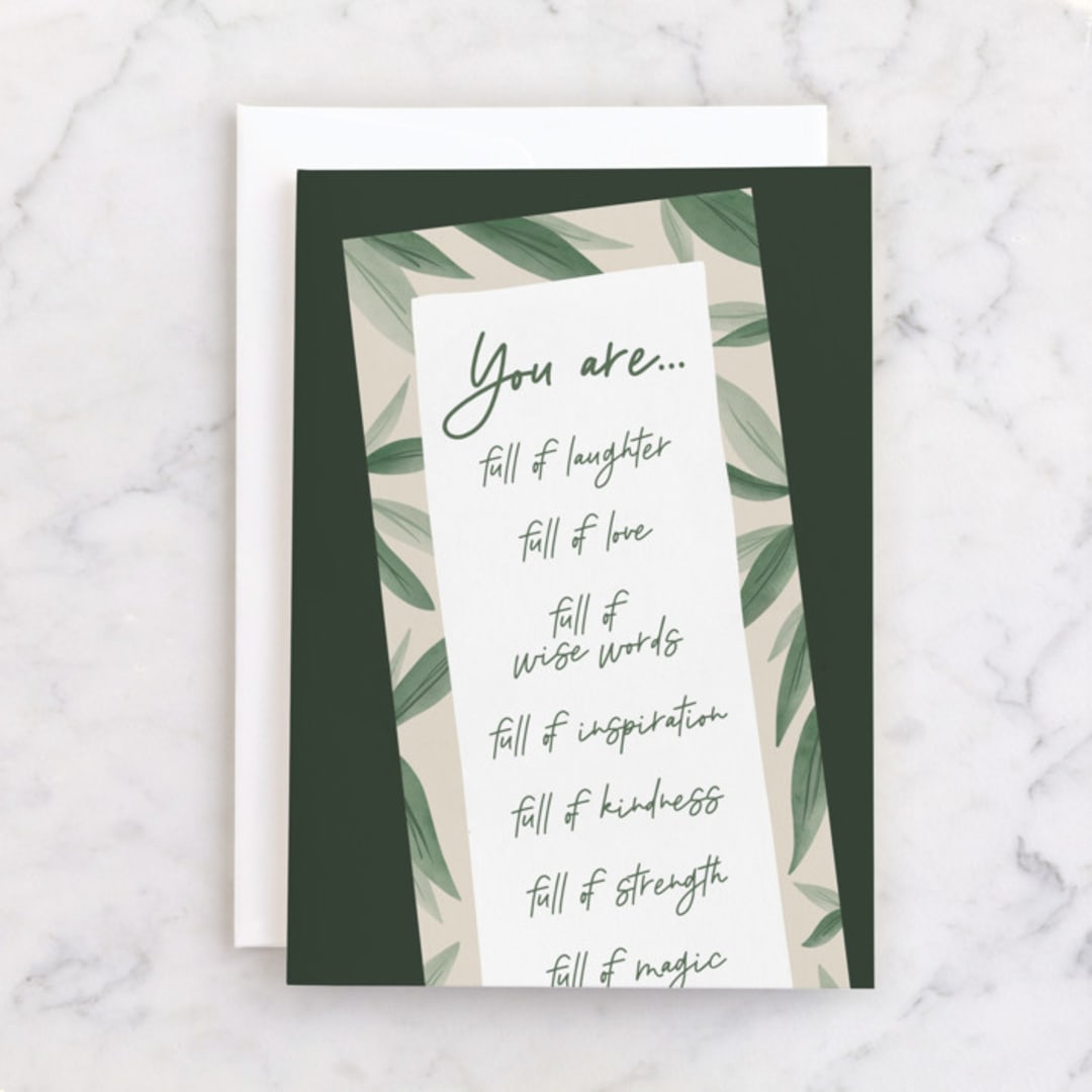 "Full of It" - Single Greeting Cards in Greenery by Carolyn Kach - Front