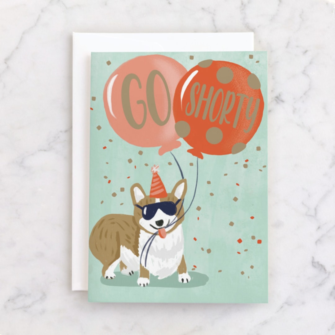 "Go Shorty" - Single Greeting Cards in Mint by Gina Grittner - Front