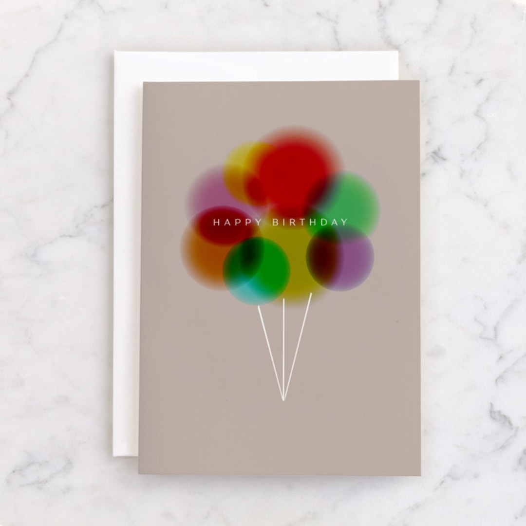 "glow balloons" - Single Greeting Cards in Beige by Lori Wemple - Front