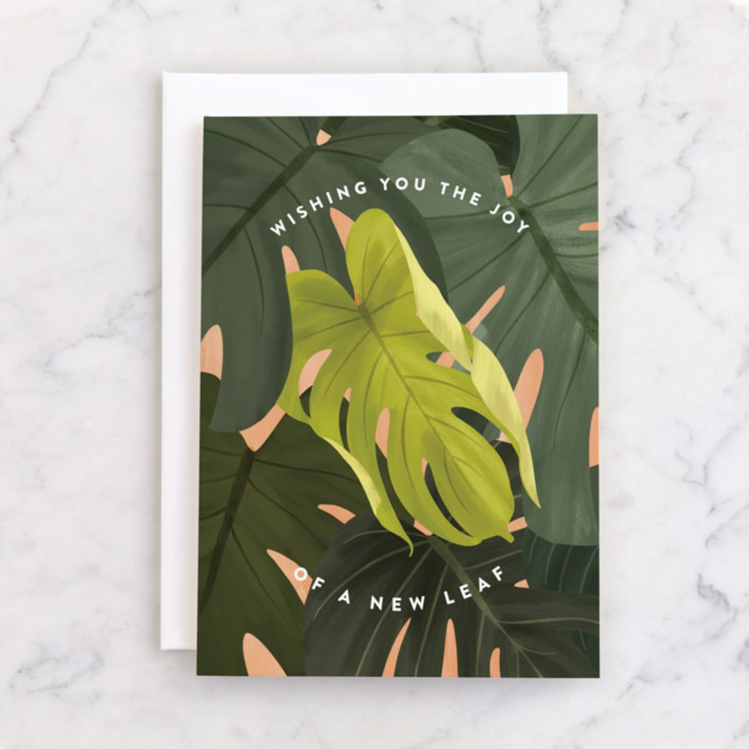 "A New Leaf" - Single Greeting Cards in Jungle by Erin German - Front