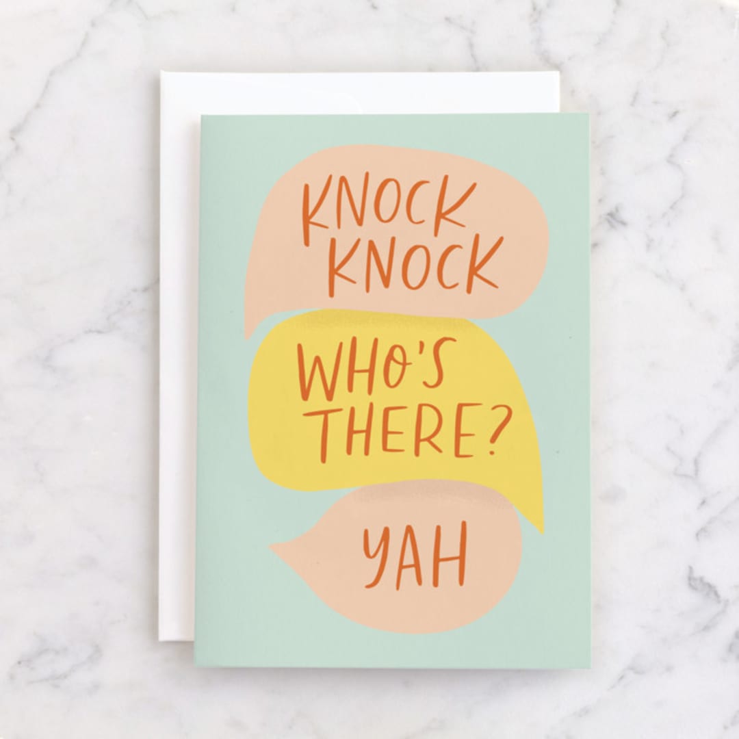 "Knock Knock Birthday" - Single Greeting Cards in Mint by Alicia Schultz - Front