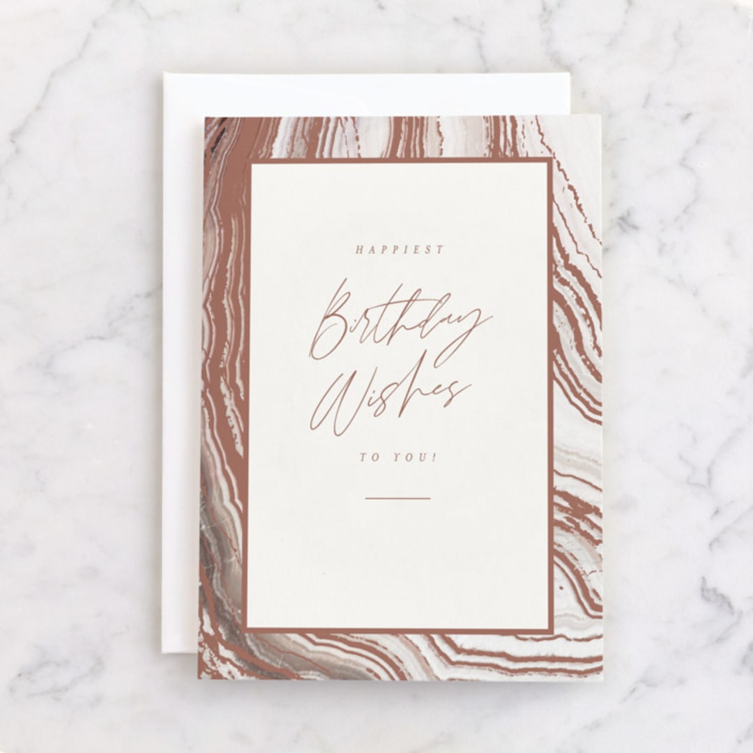"Agate Birthday Wishes" - Single Greeting Cards in Beige by AK Graphics - Front