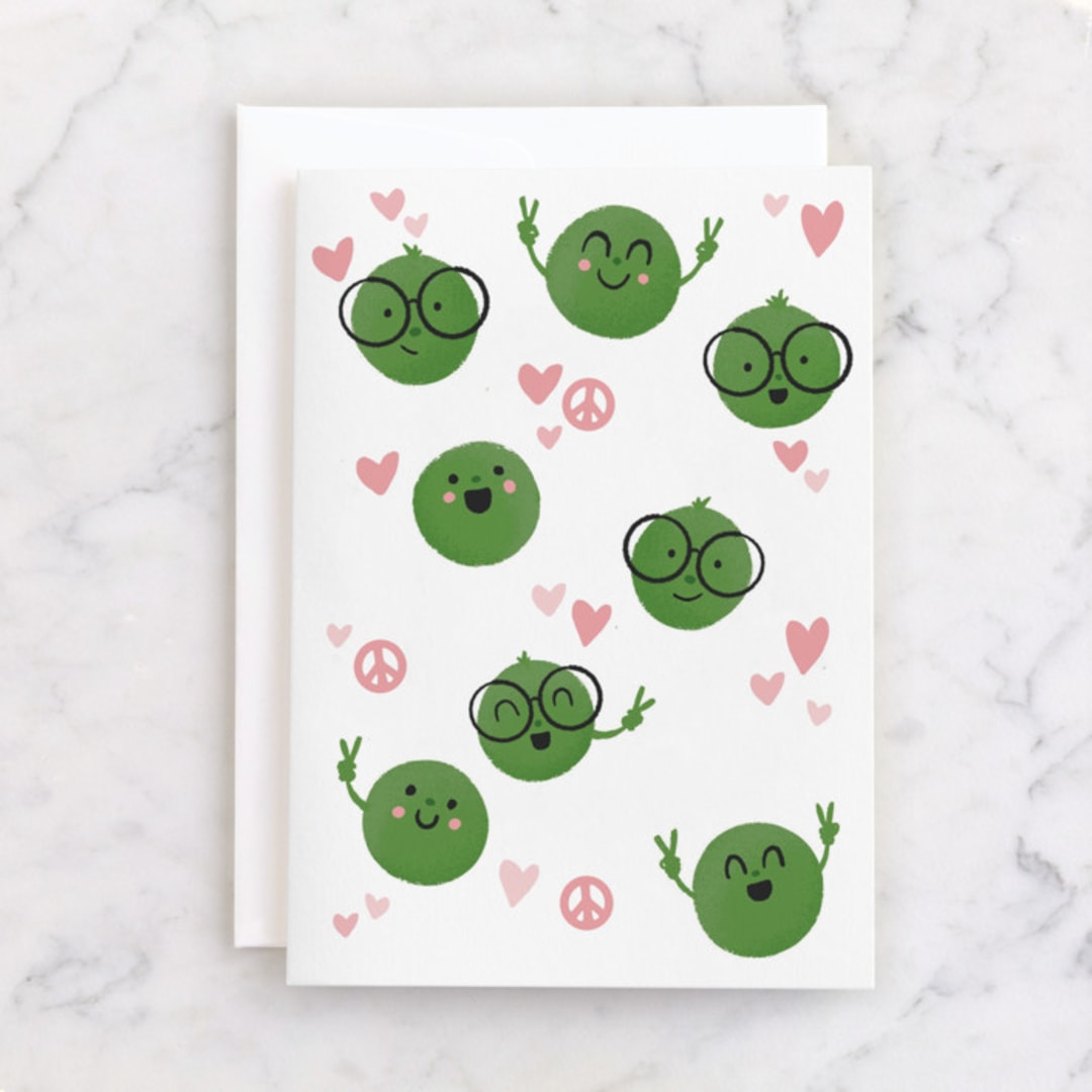 "Peas and Love" - Single Greeting Cards in Peas by Jessie Steury - Front