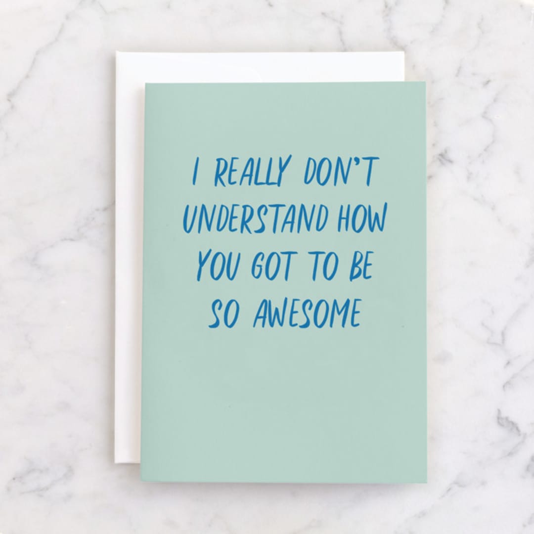 "so awesome" - Single Greeting Cards in Aqua by JoAnn Jinks - Front