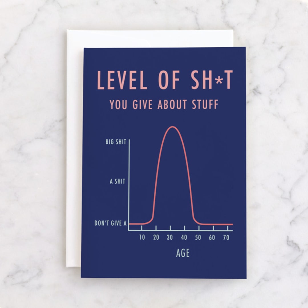 "level of sh**" - Single Greeting Cards in Navy by Deborah Chou - Front