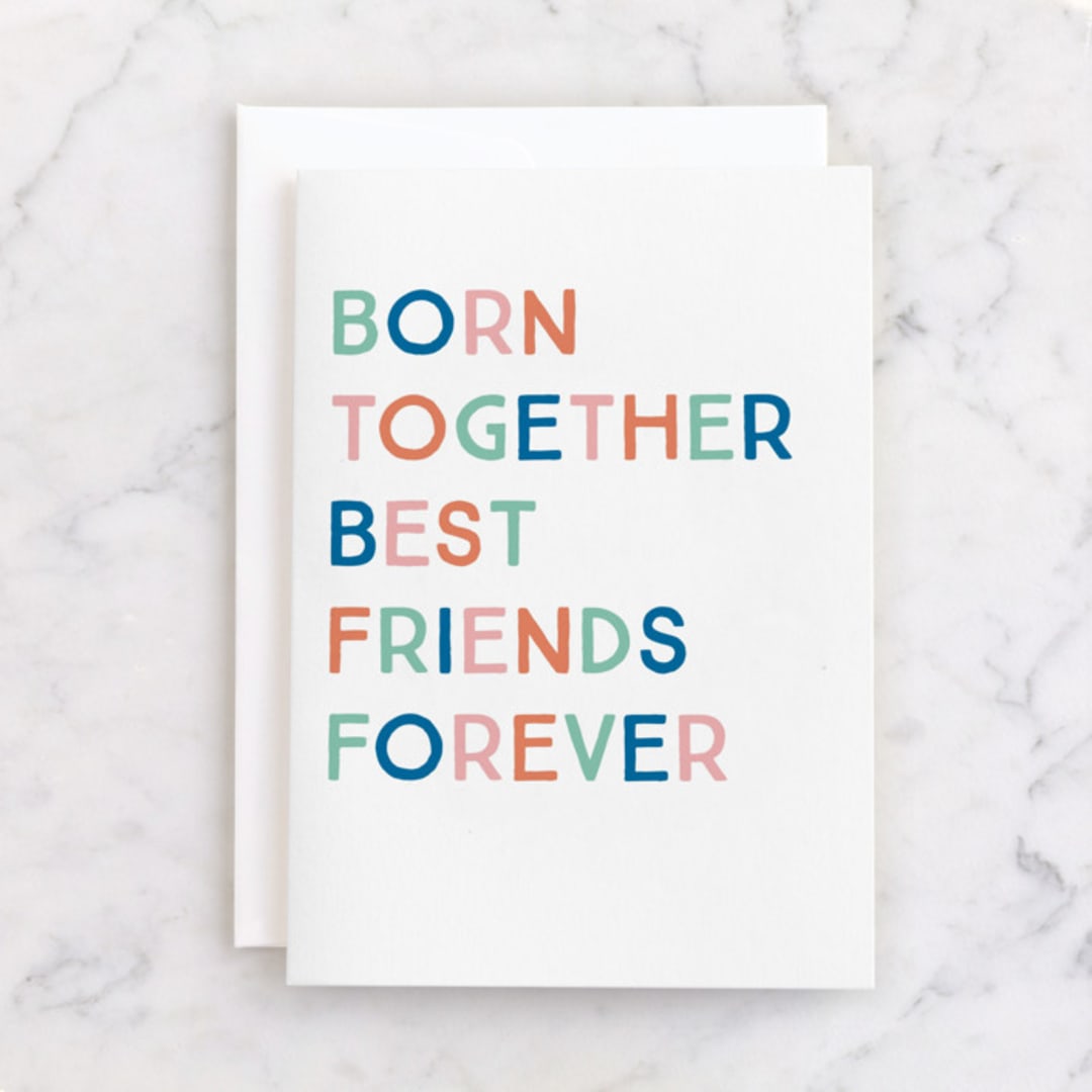 "Forever Twins" - Single Greeting Cards in Sapphire by Baumbirdy - Front