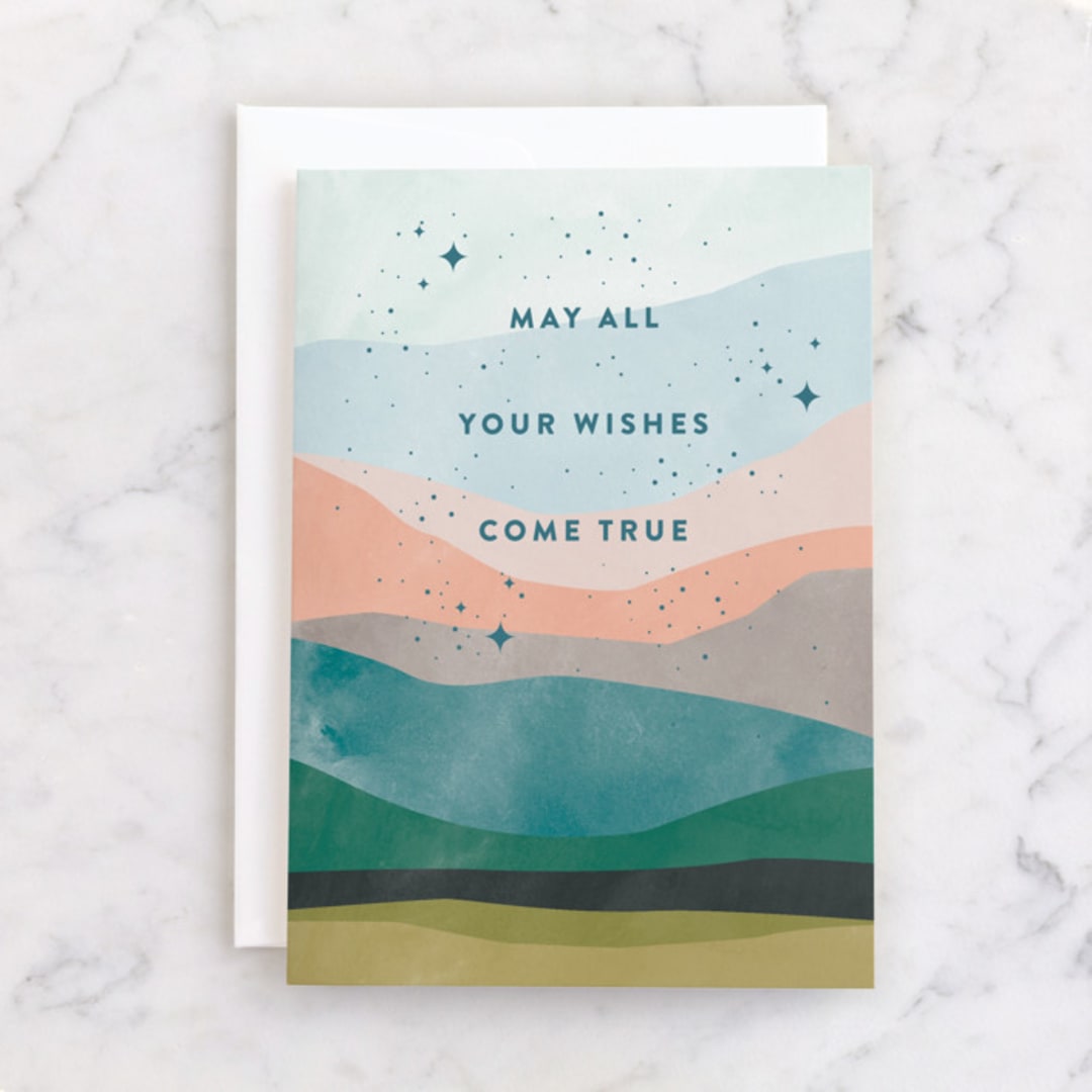 "wishes" - Single Greeting Cards in Evergreen by Pixel and Hank - Front