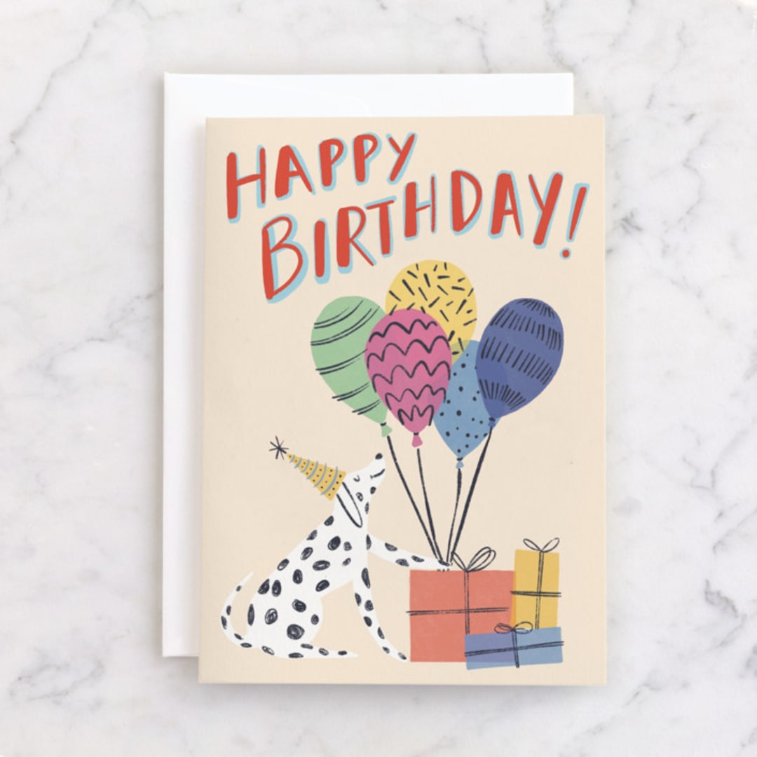 "Let's Paw-ty" - Single Greeting Cards in Cream by Pati Cascino - Front