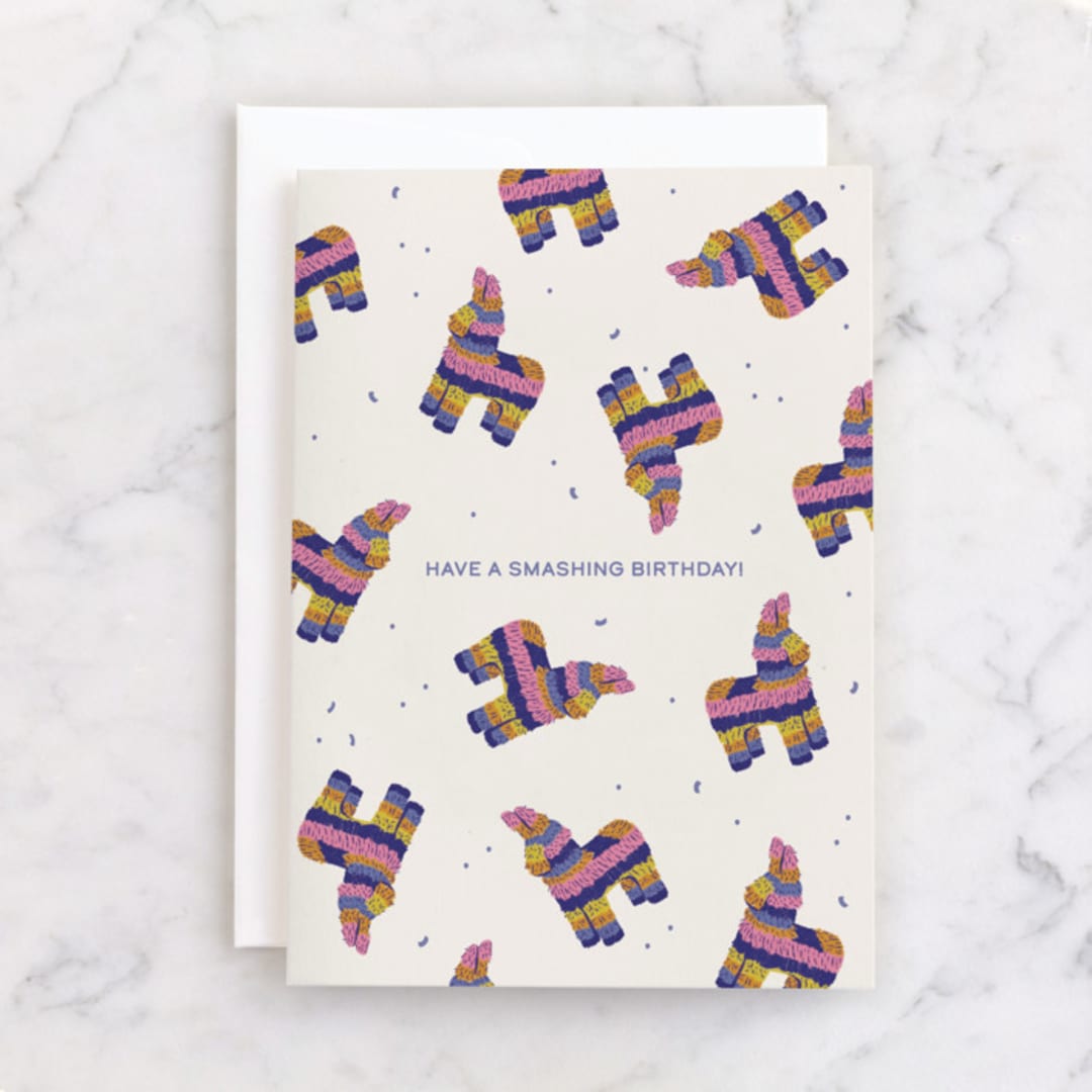 "Smashing Birthday" - Single Greeting Cards in Gumdrop by Hannah Bowman - Front