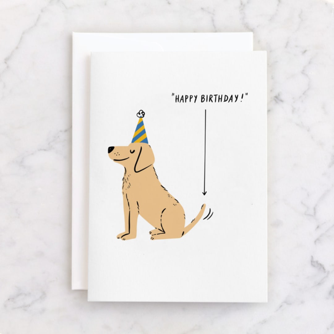 "The Dog Says" - Single Greeting Cards in Almond by mo kelley - Front
