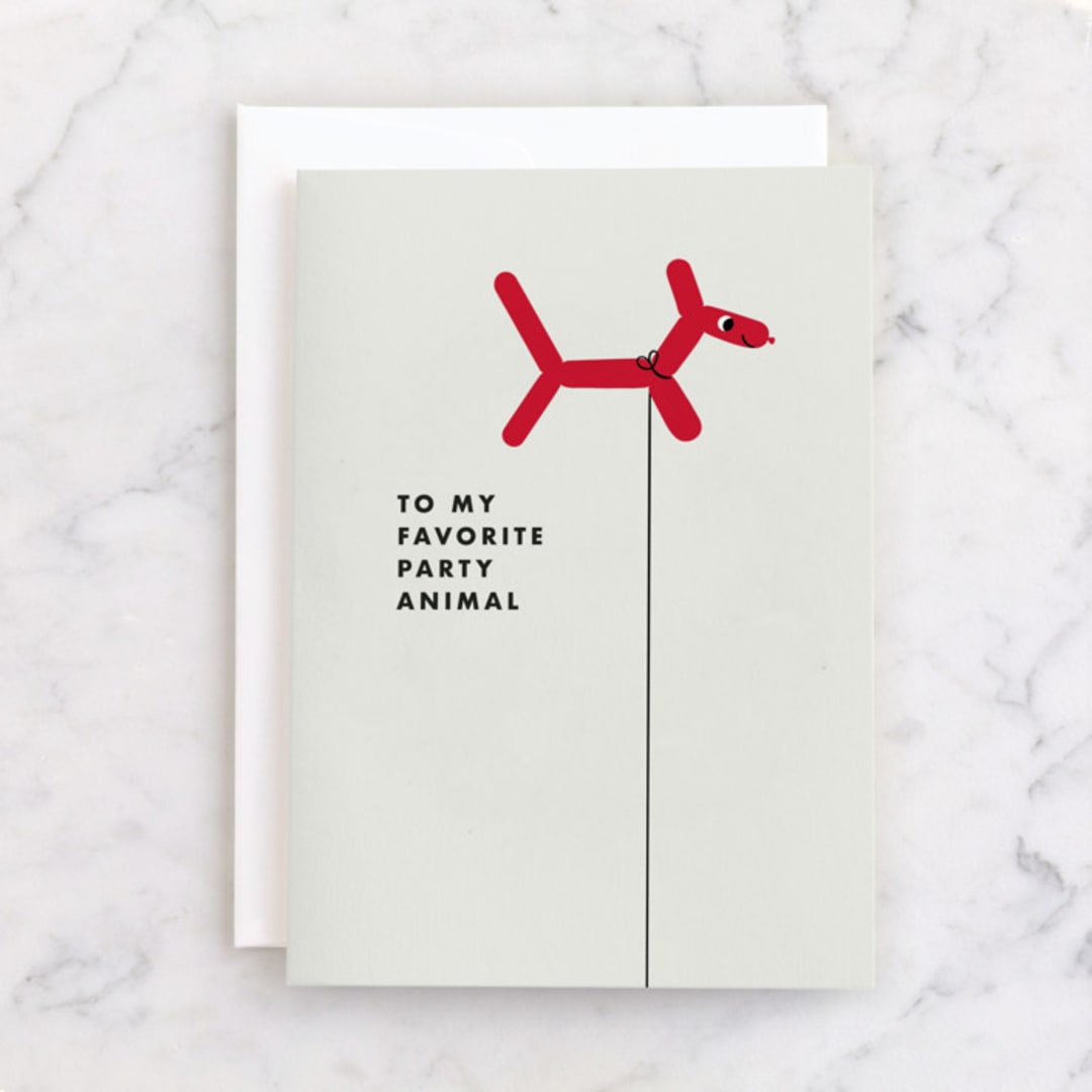 "Party Animal" - Single Greeting Cards in Granite by mo kelley - Front