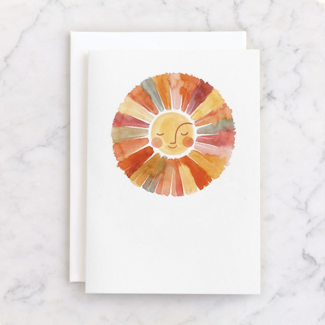 "sun face" - Single Greeting Cards in Sunny by Sara Berrenson - Front