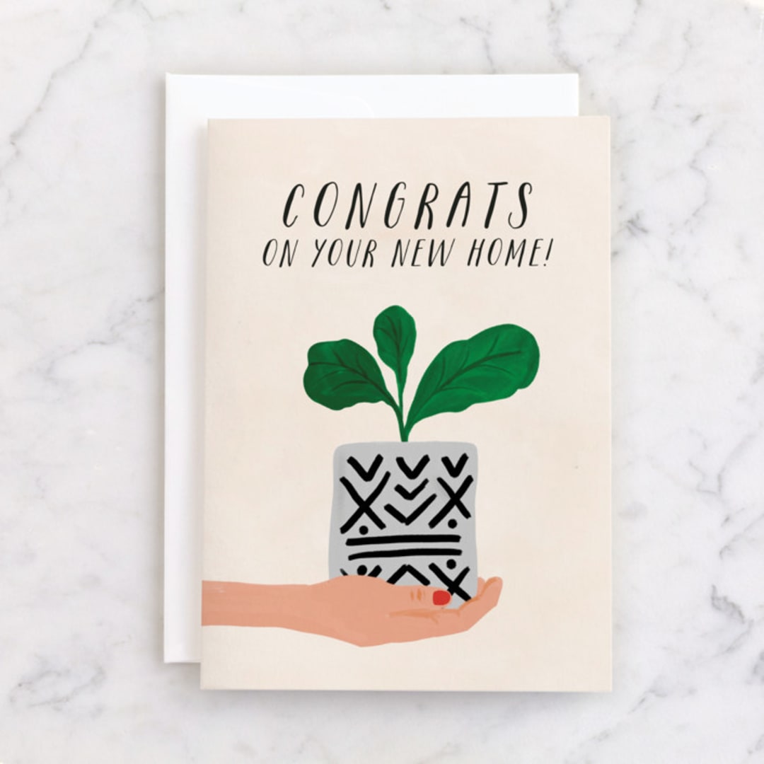 "Making myself at home" - Single Greeting Cards in Beige by Tanya Lee of Frooted Design - Front