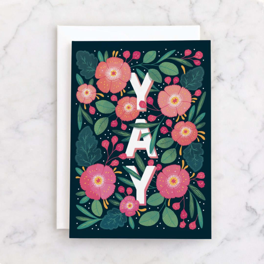 "Yay Yay!" - Single Greeting Cards in Rose by Paper Raven Co. - Front