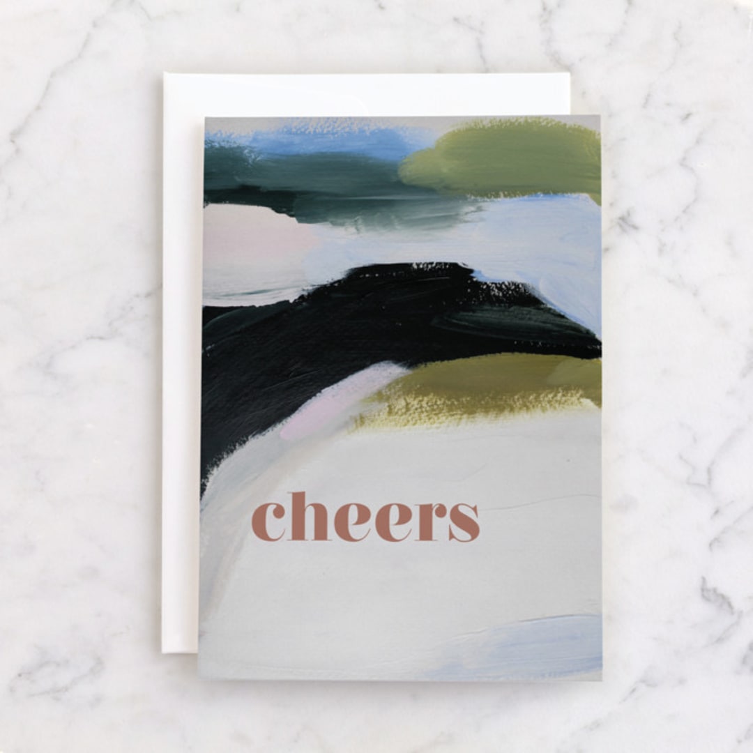 "Elemental layers" - Single Greeting Cards in Sea by Melanie Severin - Front