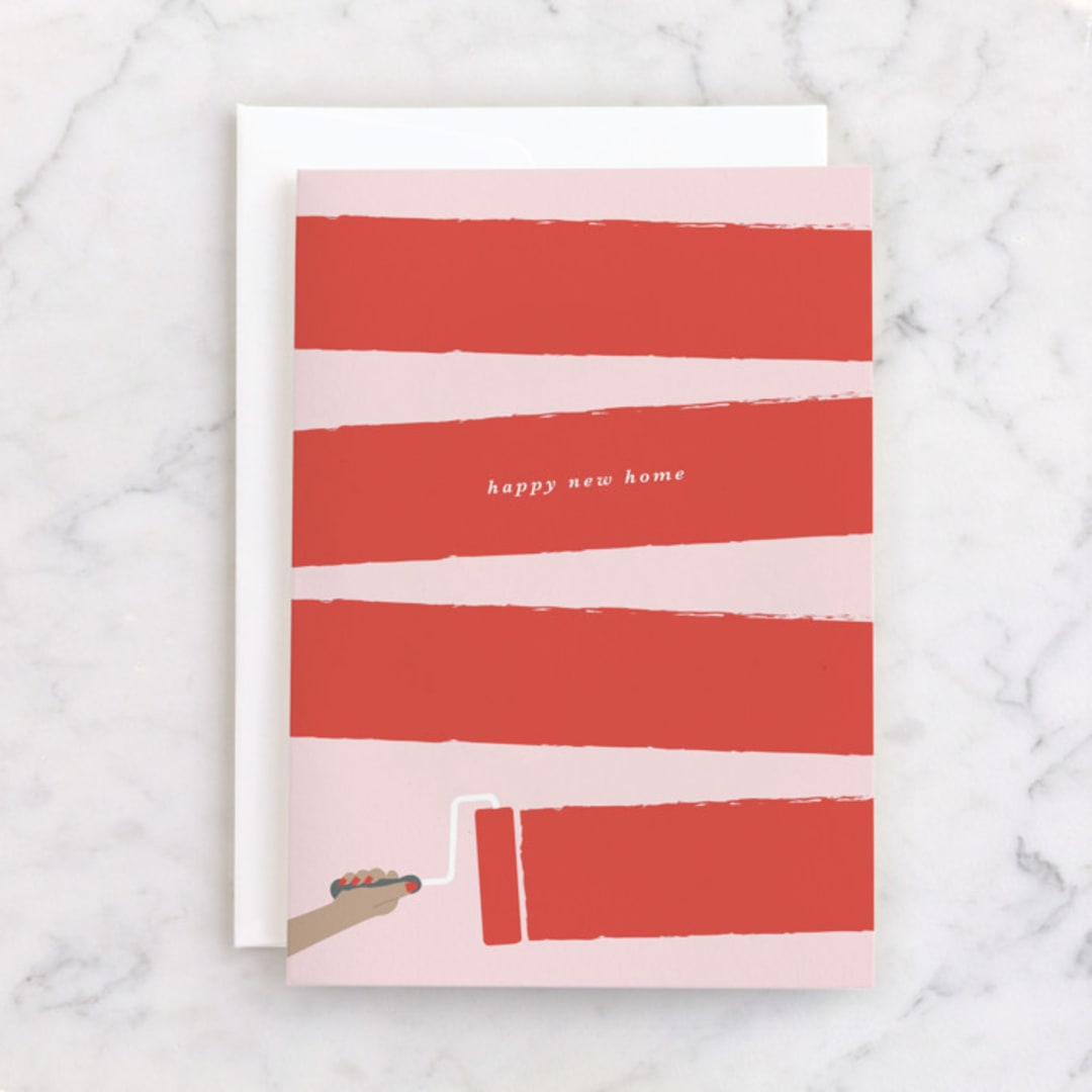 "Happy New Home" - Single Greeting Cards in Red by Ekko Studio - Front