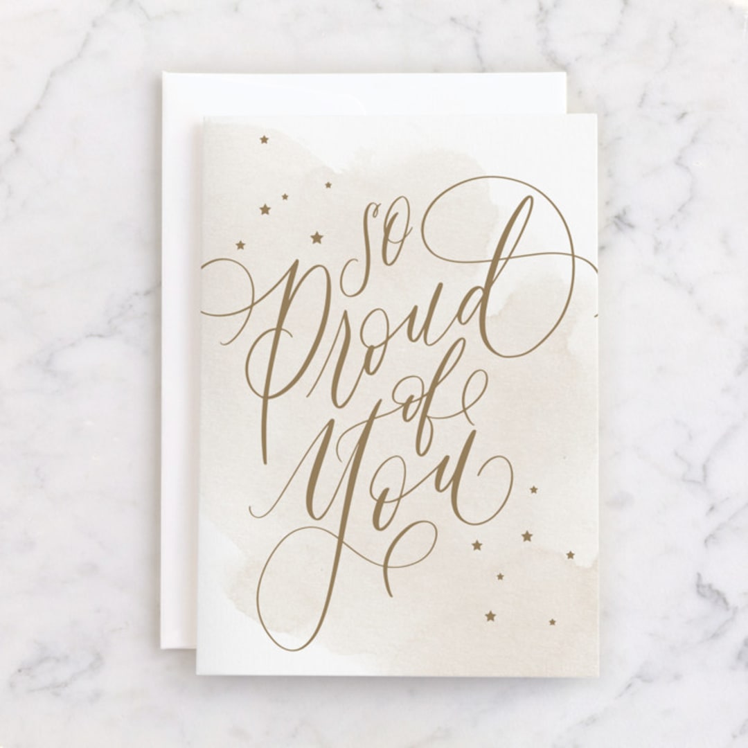 "So Proud" - Single Greeting Cards in Biege by Everett Paper Goods - Front